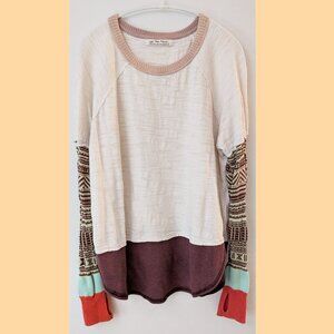 Free People - Mixed Material Multi Color Tunic Top Size XS